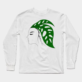 Nature Face Leaf Plant Long Sleeve T-Shirt